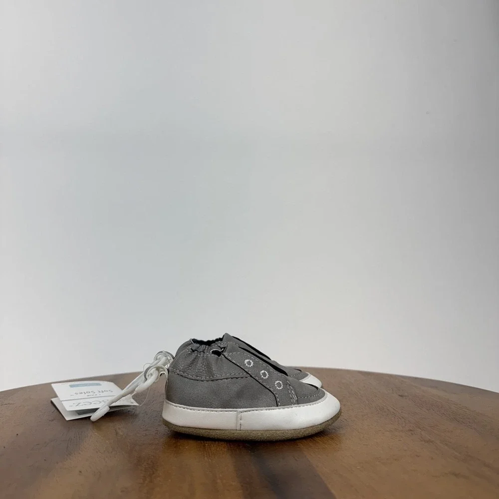 New Infant Robeez Soft Soles‎ Gray Comfort Casual Shoes Size 0-6 Months NWOB